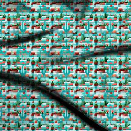 teal floral all-over print pattern — medium scale repeat layout