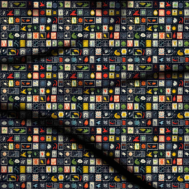 deep navy other digital print fabric texture — medium scale closeup