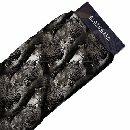 charcoal black animal print fabric draped — co-ord set styling