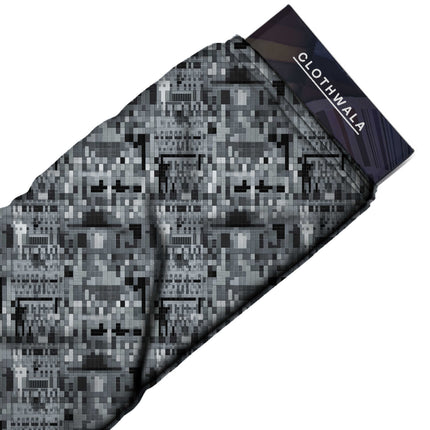 charcoal grey geometric all-over print pattern — medium scale repeat layout