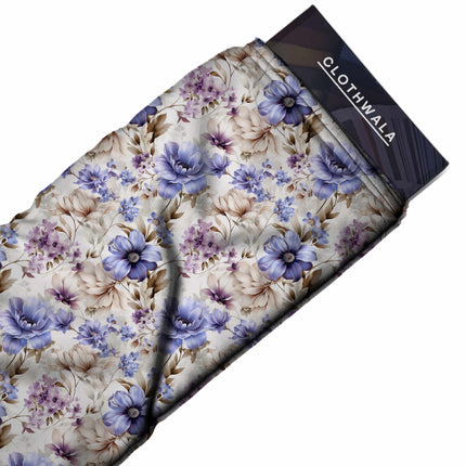 periwinkle blue floral all-over print pattern — medium scale repeat layout
