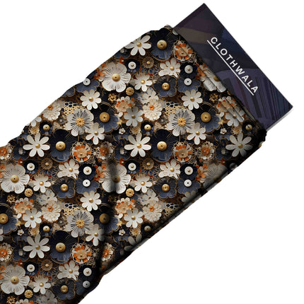 ivory cream floral all-over print pattern — large scale repeat layout