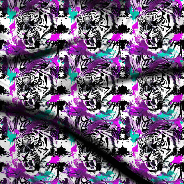 fuchsia animal digital print fabric texture — large scale closeup