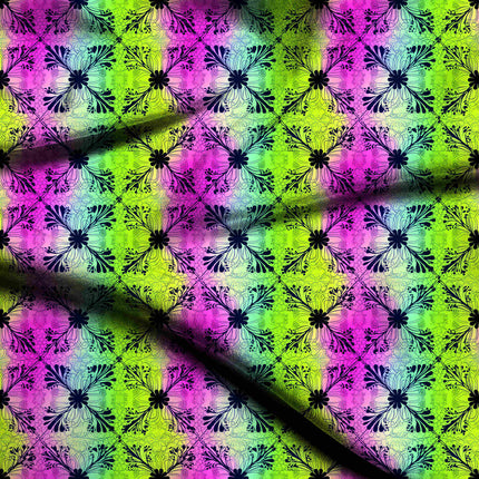 neon pink floral digital print fabric texture — medium scale closeup