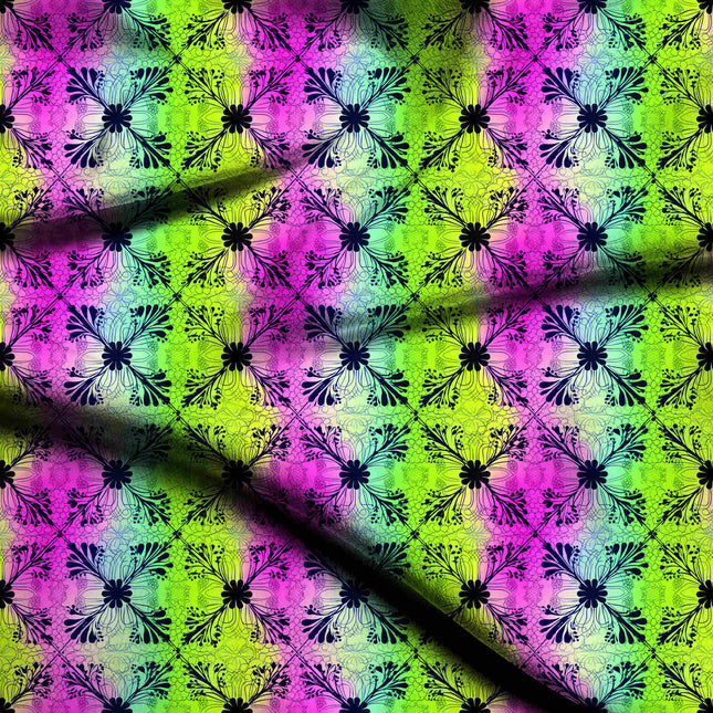 neon pink floral digital print fabric texture — medium scale closeup