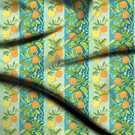 tangerine orange floral digital print fabric texture — medium scale closeup