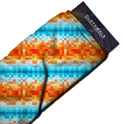 tangerine orange geometric all-over print pattern — fine scale repeat layout