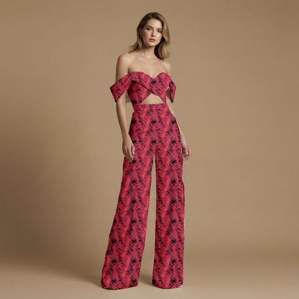 crimson red animal all-over print pattern — large scale repeat layout
