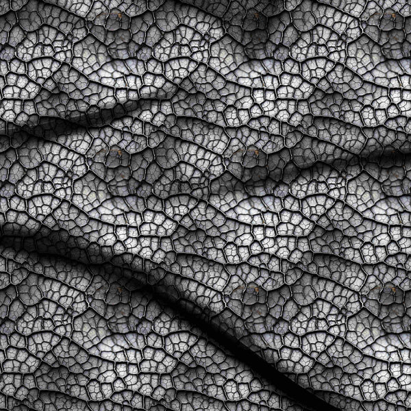 Slate Grey Monochromatic 3D Cellular Network Creating Print Fabric