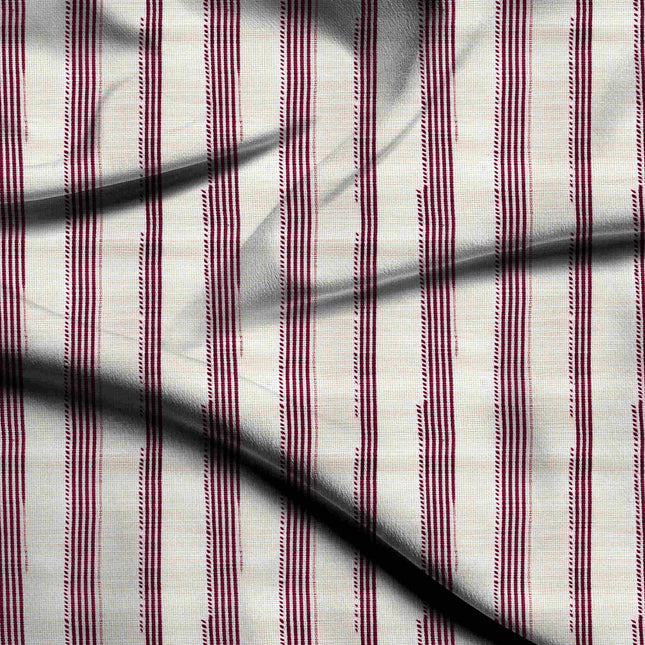 ivory cream stripes digital print fabric texture — medium scale closeup