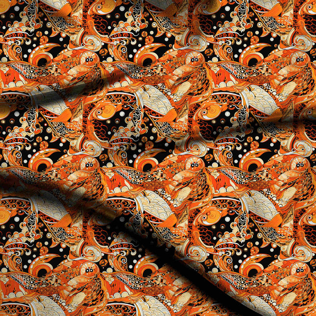 tangerine orange other print fabric draped — palazzo pants styling