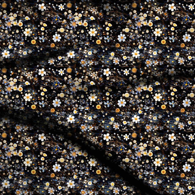 ivory cream floral digital print fabric texture — fine scale closeup