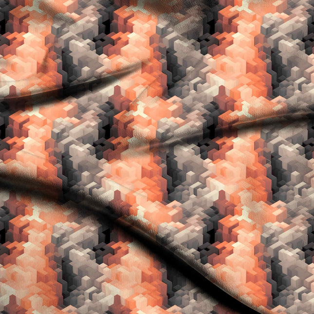 burnt sienna geometric print fabric draped — kurta styling