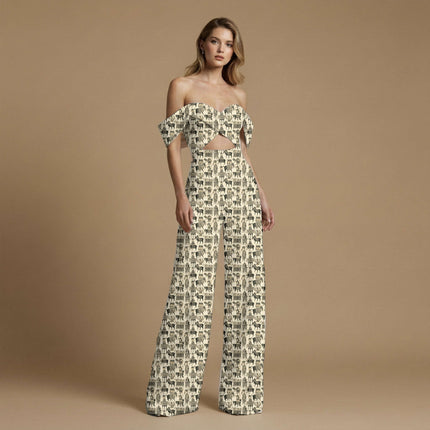 ivory cream ethnic all-over print pattern — large scale repeat layout