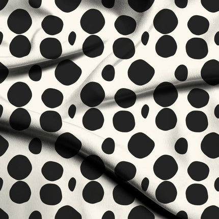 jet black polka digital print fabric texture — large scale closeup