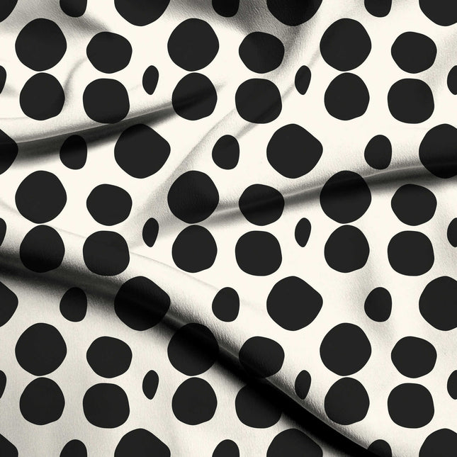 jet black polka digital print fabric texture — large scale closeup