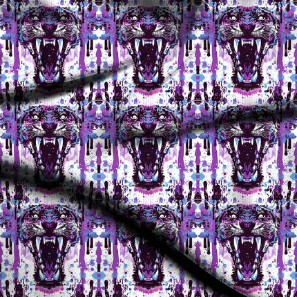 electric purple animal digital print fabric texture — large scale closeup