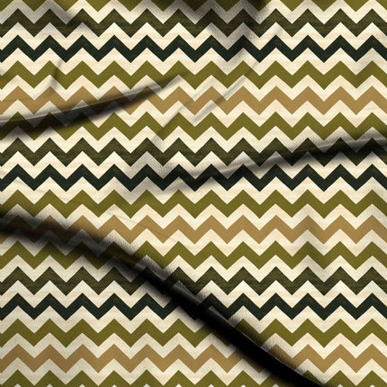 olive green geometric all-over print pattern — medium scale repeat layout