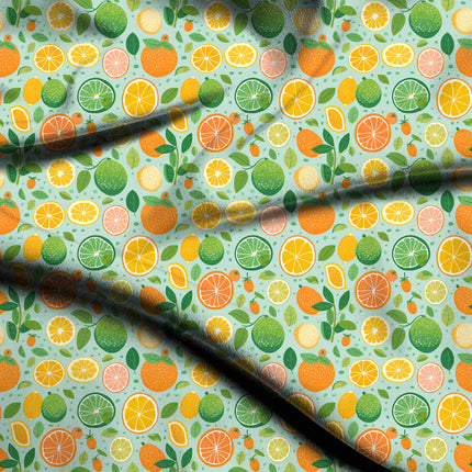 lime green floral digital print fabric texture — medium scale closeup