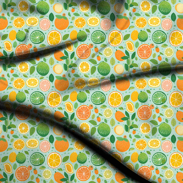 lime green floral digital print fabric texture — medium scale closeup