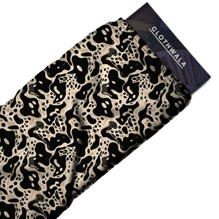 jet black abstract all-over print pattern — large scale repeat layout