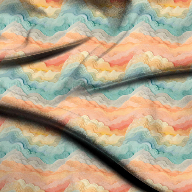 peach abstract print fabric draped — saree styling