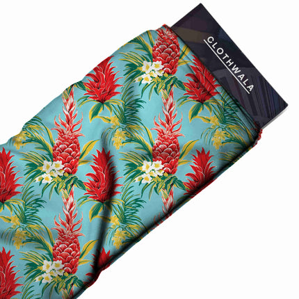 crimson red tropical all-over print pattern — large scale repeat layout