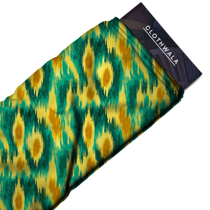 emerald green ethnic all-over print pattern — large scale repeat layout