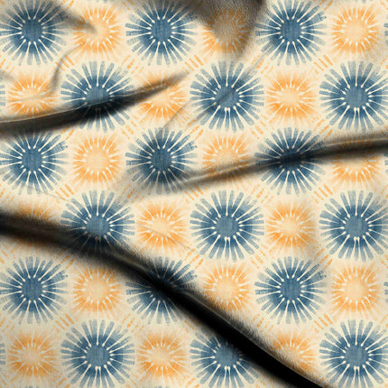 indigo blue abstract digital print fabric texture — medium scale closeup