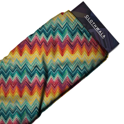 Teal Geometric Digital Print Fabric for Maxi | Romantic garden party wear - Image 3