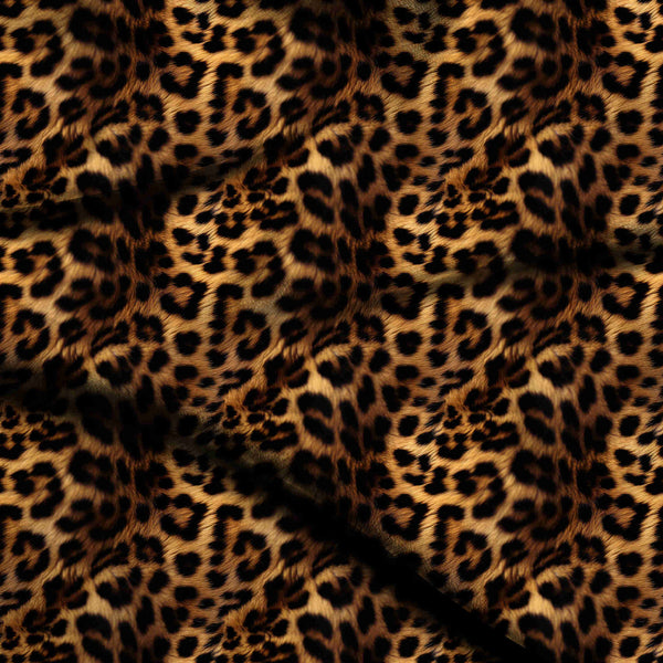 Golden Ochre Authentic Leopard Rosettes And Irregular Print Fabric