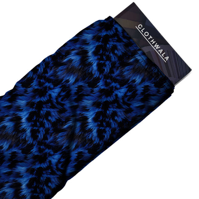 cobalt blue abstract print fabric draped — jacket styling