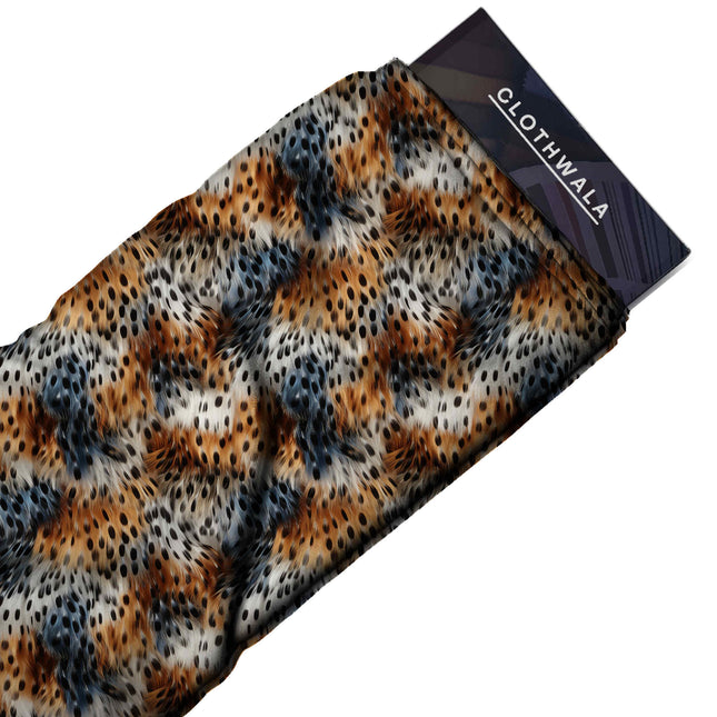 burnt sienna animal print fabric draped — kurti styling
