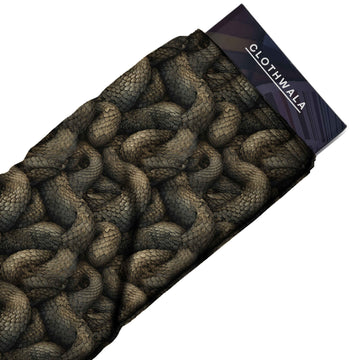 Forest Green Intricate Overlapping Reptile Scales Print Fabric