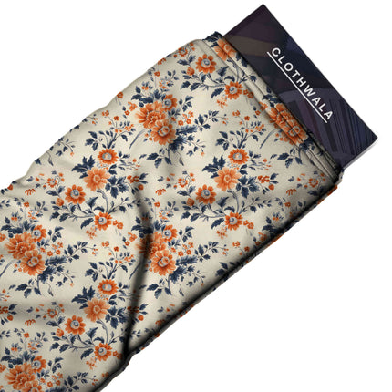 ivory cream floral all-over print pattern — large scale repeat layout