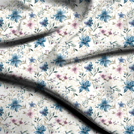 slate blue floral all-over print pattern — medium scale repeat layout