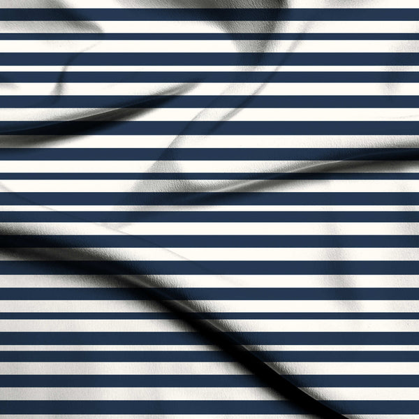 Navy Blue Classic Even-width Navy And Ivory Print Fabric