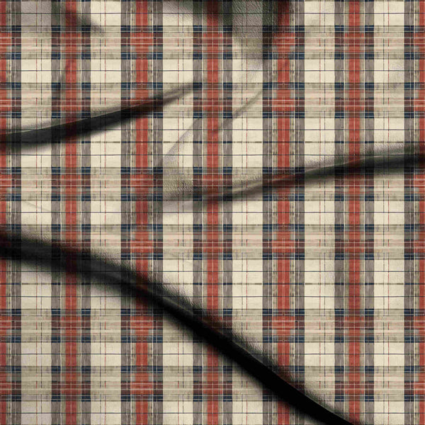 Ivory Cream Classic multi-color intersecting plaid check Shirt Fabric