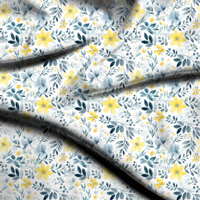 ivory cream floral digital print fabric texture — medium scale closeup