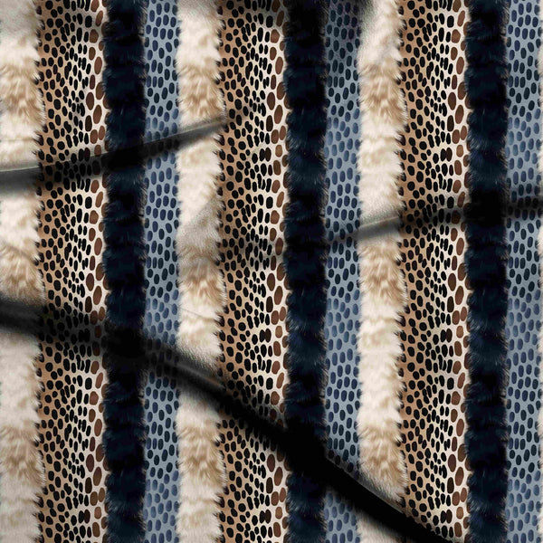 Jet Black Luxe animal print and fur Maxi Dress Fabric