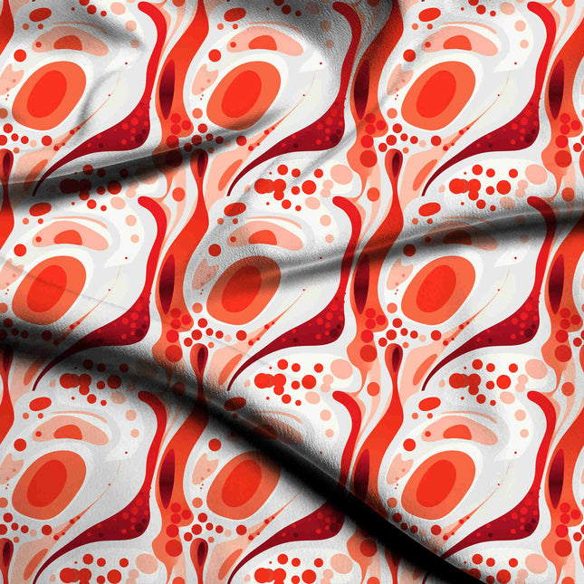 crimson red abstract digital print fabric texture — medium scale closeup