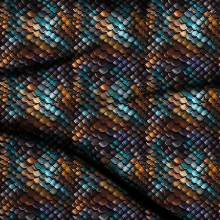 luminous teal animal digital print fabric texture — fine scale closeup