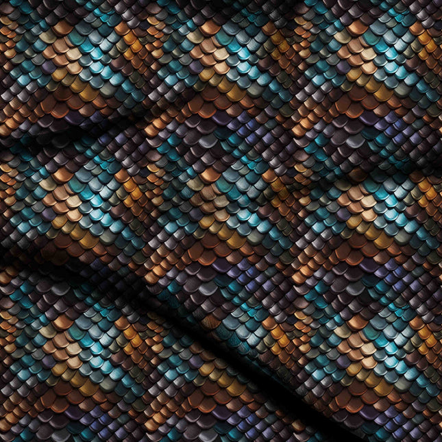 luminous teal animal digital print fabric texture — fine scale closeup