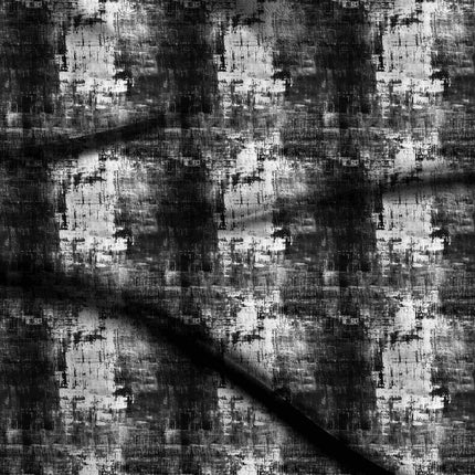 jet black abstract digital print fabric texture — medium scale closeup