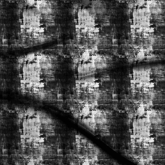 jet black abstract digital print fabric texture — medium scale closeup