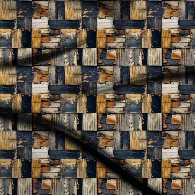 Aged Wood Brown Other Digital Print Fabric | Kurti Palazzo | Ethnic Wear | Maximalist Print | Poly Chiffon Print - 515