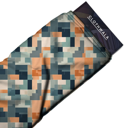 teal geometric fabric detail — textured finish digital print closeup