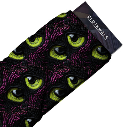 midnight black graphic fabric detail — textured finish digital print closeup