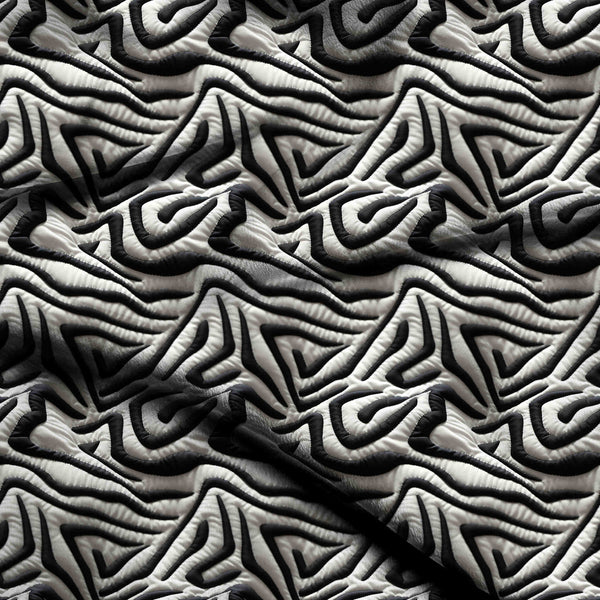 Ivory Cream Bold Textured Abstract Zebra Stripe Print Fabric