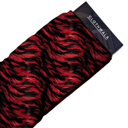 fiery red animal fabric detail — textured finish digital print closeup
